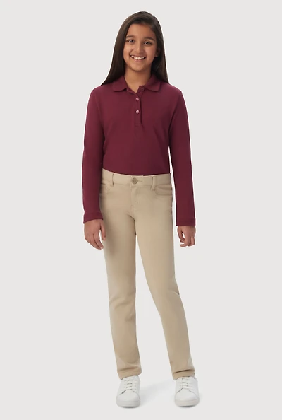 French Toast Girls 4-6x Solid Skinny Leg Pants, Khaki, Size 4