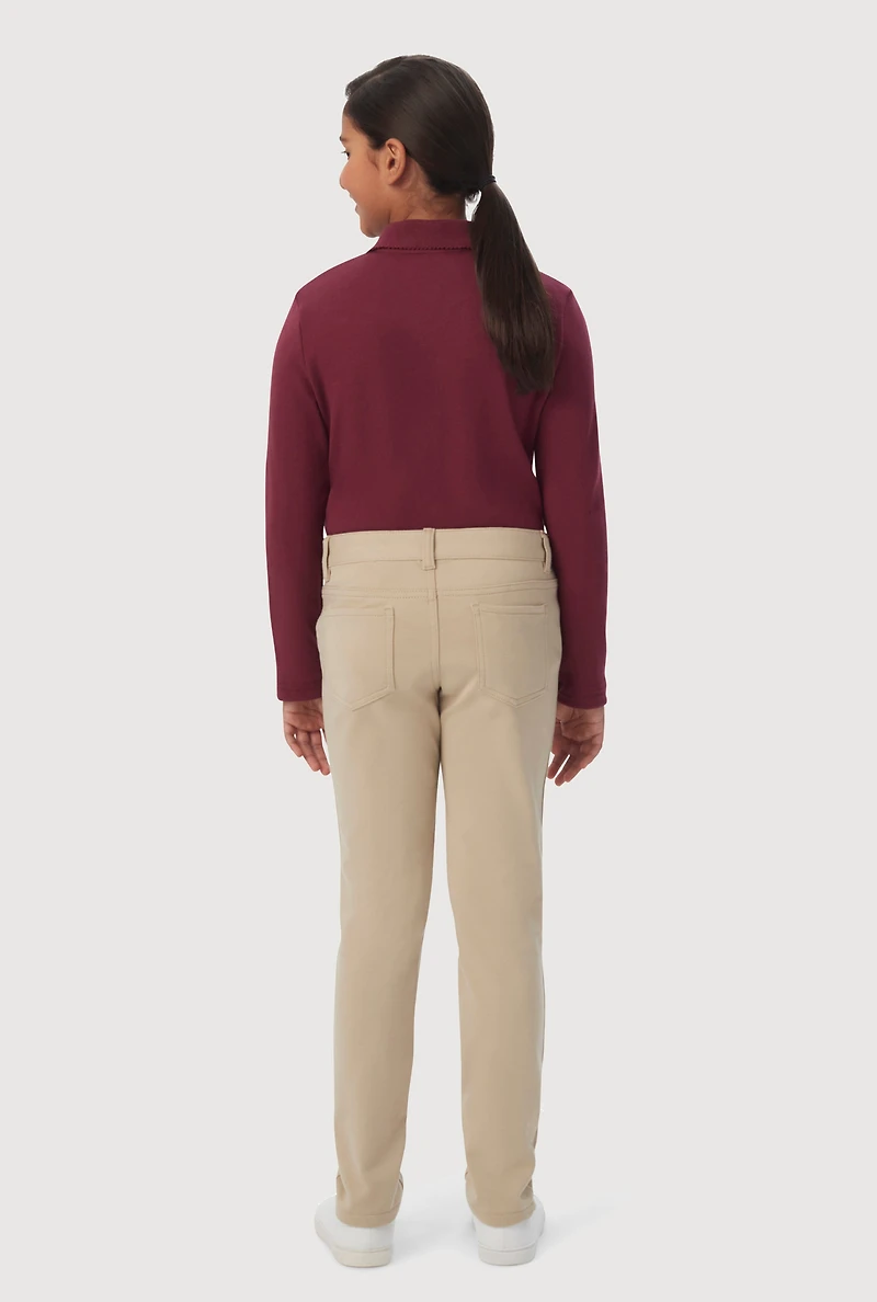 French Toast Girls 4-6x Solid Skinny Leg Pants, Khaki, Size 4