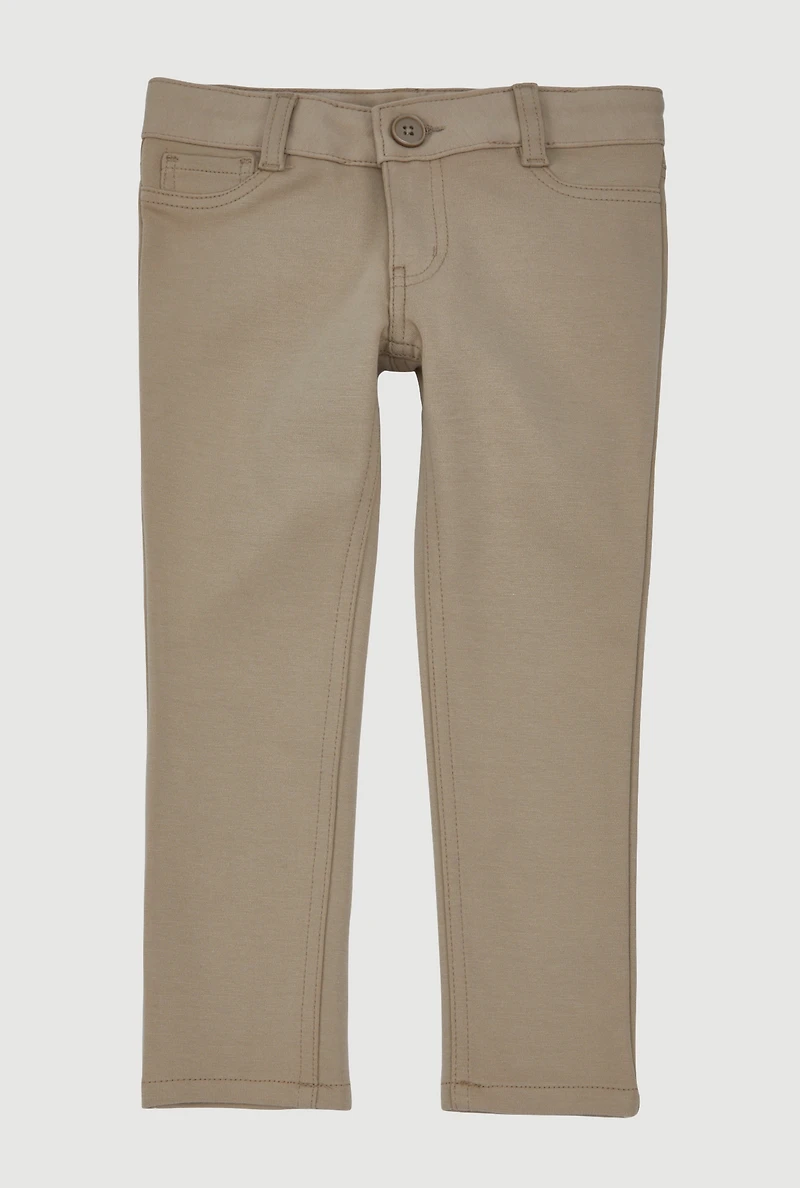 French Toast Girls 4-6x Solid Skinny Leg Pants, Khaki,