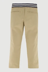 French Toast Girls 4-6x Striped Band Straight Leg Khaki Pants, Khaki,