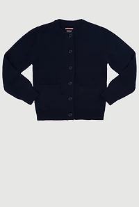 French Toast Girls 4-6x Crew Neck Cardigan, Blue, Size XS