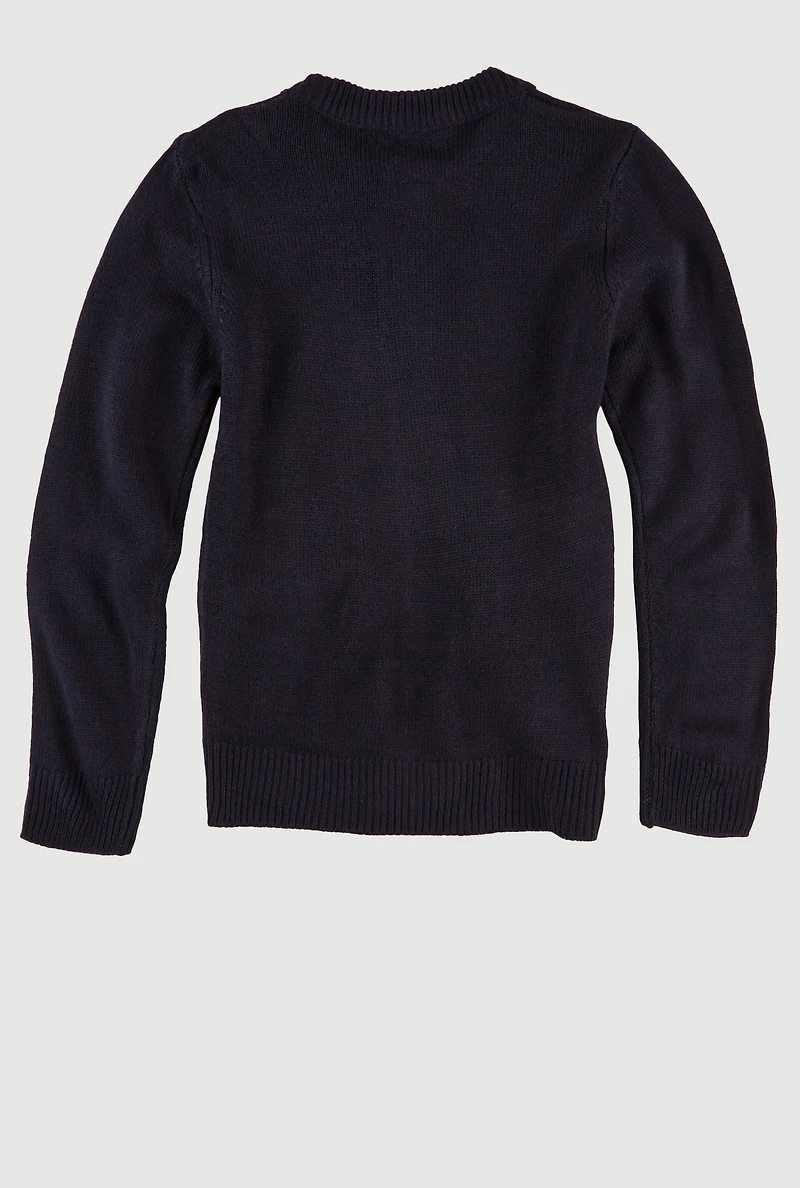 French Toast Girls 4-6x Crew Neck Pocket Cardigan