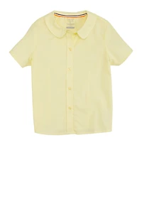 French Toast Girls 4-6x Peter Pan Collar Short Sleeve Shirt, Yellow, Size 14