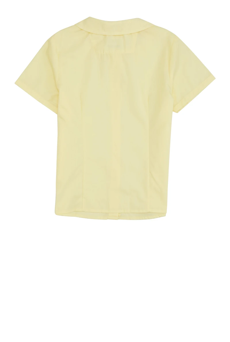French Toast Girls 4-6x Peter Pan Collar Short Sleeve Shirt, Yellow, Size 14