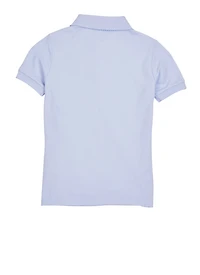 French Toast Girls 7-16 Short Sleeve Scalloped Collar Polo Shirt, Blue, Size 10-12