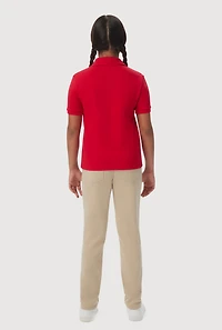 French Toast Girls 7-16 Solid Scalloped Collar Interlock Polo Shirt