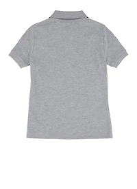 French Toast Girls 7-16 Scalloped Collar Interlock Polo Shirt, Grey, Size 14-16
