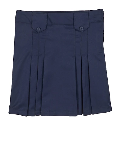 French Toast Girls 7-14 Front Pleated Tab Skirt, Blue, Size 7