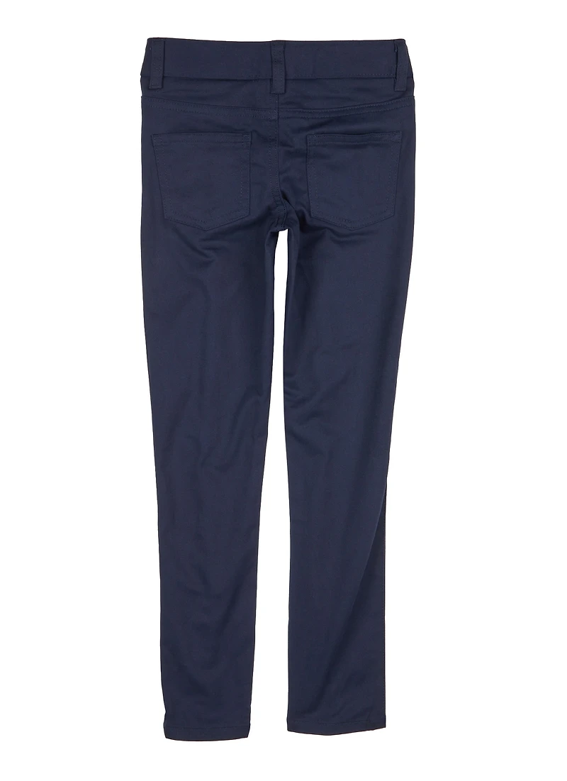 French Toast Girls 7-14 5 Pocket Skinny Pants, Blue, Size 8