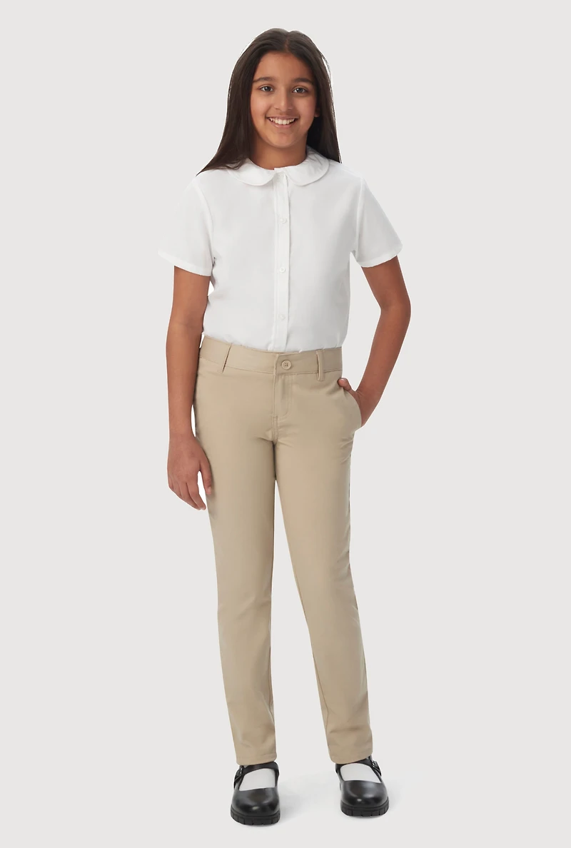 French Toast Girls 7-14 Skinny Leg Stretch Pants, Khaki, Size 7
