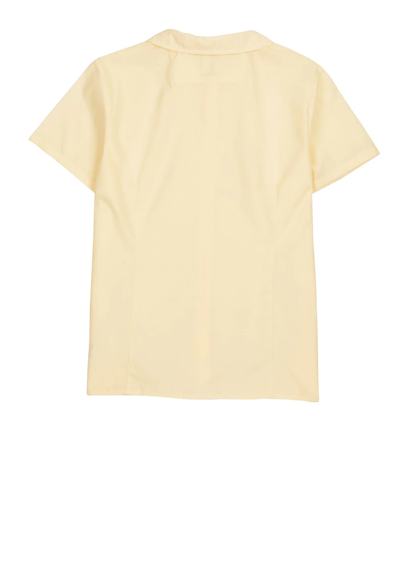 French Toast Girls 16-20 Peter Pan Collar Button Front Shirt, Yellow, Size 16