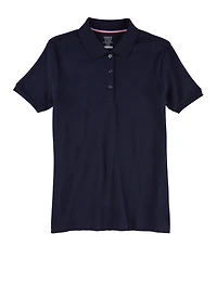French Toast Girls 16-20 Picot Collar Polo Shirt, Blue, Size 18-20H