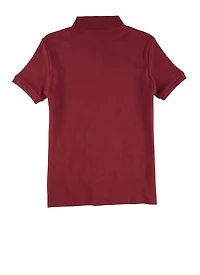 French Toast Girls 16-20 Picot Collar Short Sleeve Polo Shirt, Burgundy, Size 18-20H