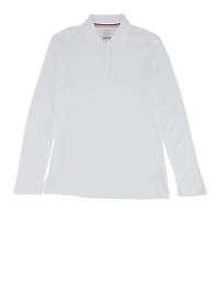 French Toast Girls 16-20 Interlock Long Sleeve Polo Shirt