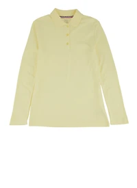 French Toast Girls 16-20 Picot Collar Long Sleeve Polo Shirt