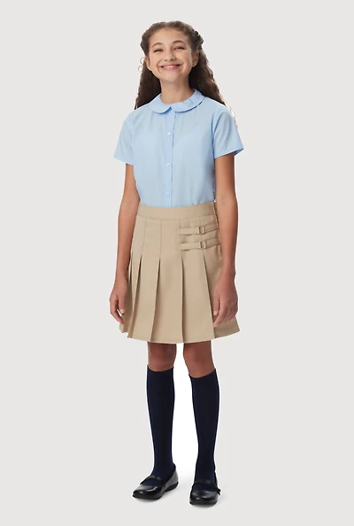 French Toast Girls 16-20 Two Tab Pleated Scooter Skirt, Khaki, Size 16