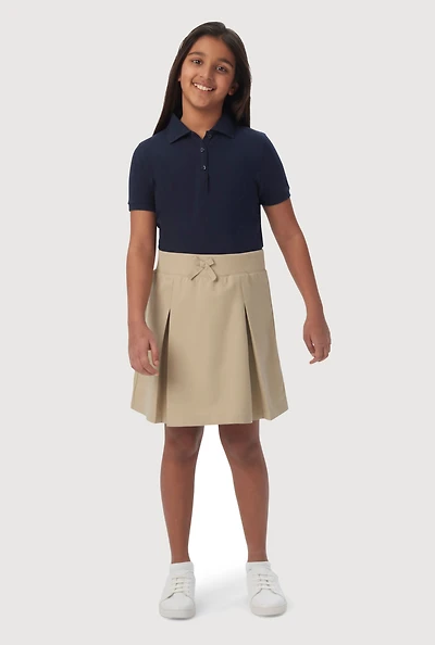 French Toast Girls 16-20 Bow Kick Pleated Skort, Khaki, Size 20