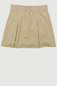 French Toast Girls 16-20 Bow Kick Pleated Skort, Khaki, Size 18