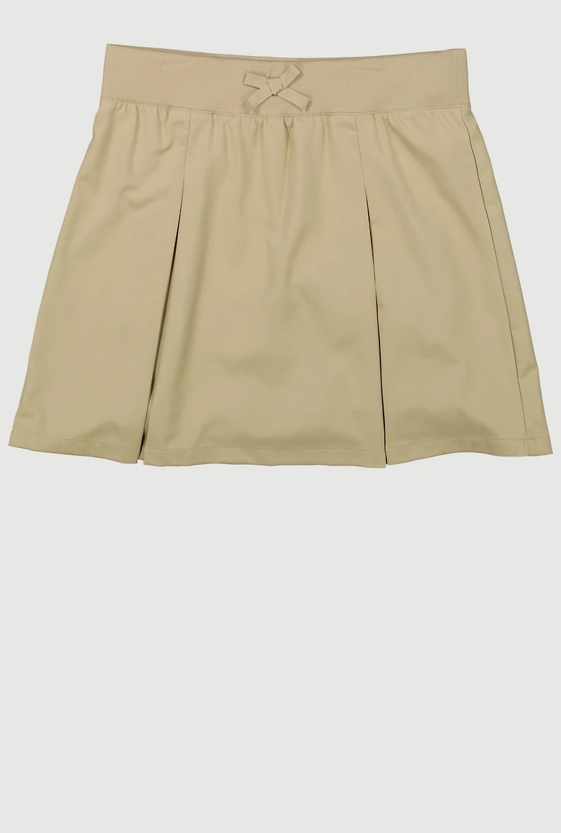 French Toast Girls 16-20 Bow Kick Pleated Skort, Khaki,