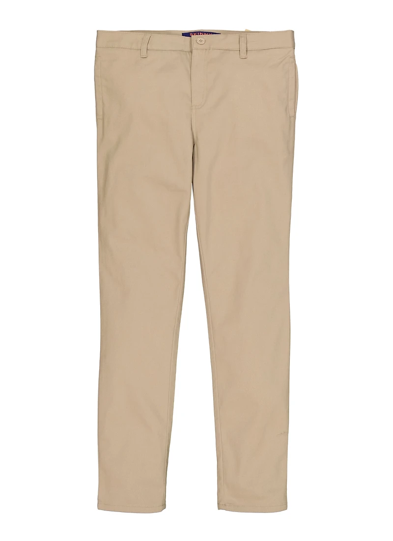 French Toast Girls 16-20 Skinny Pants, Khaki, Size 20