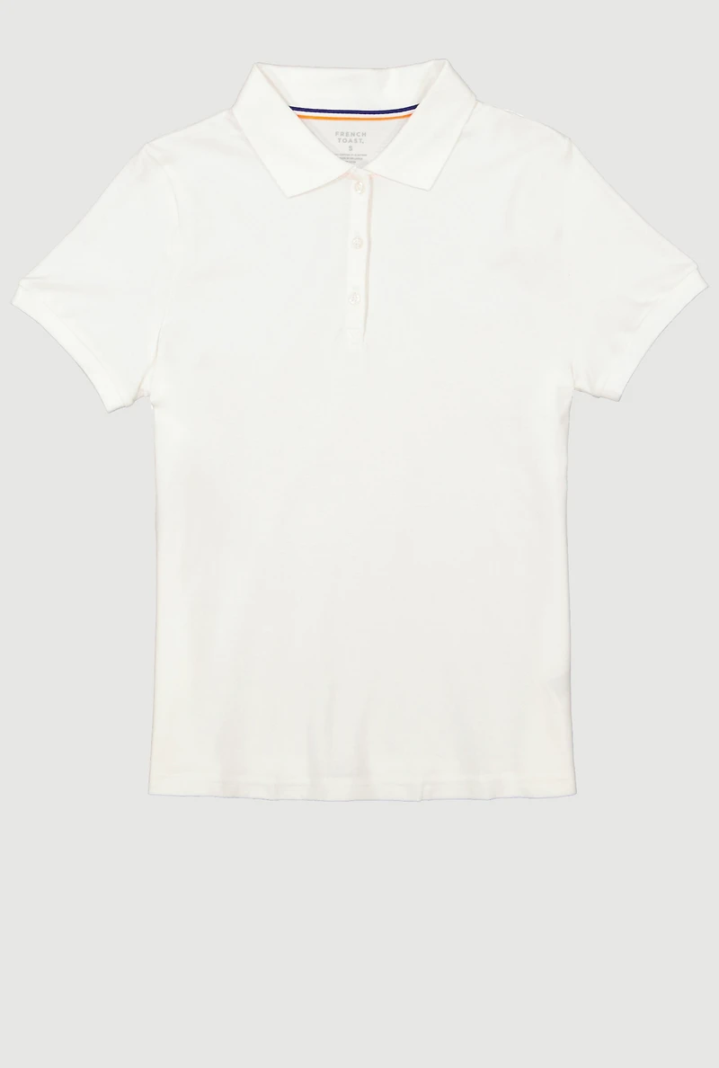 French Toast Junior Polo Shirt, White, Size M