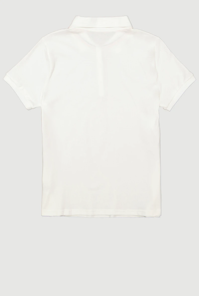 French Toast Junior Polo Shirt, White, Size M