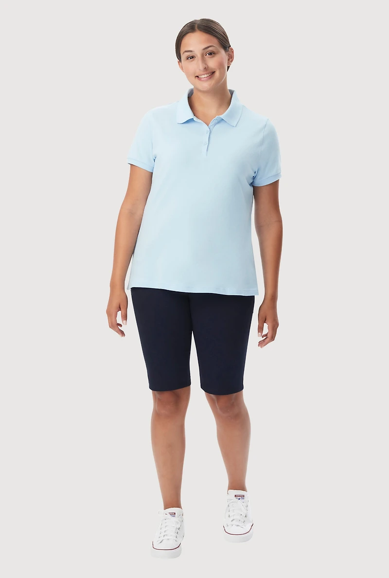 French Toast Junior Short Sleeve Pique Polo Shirt, Blue, Size S