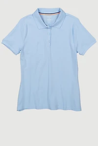 French Toast Junior Short Sleeve Pique Polo Shirt, Blue, Size L