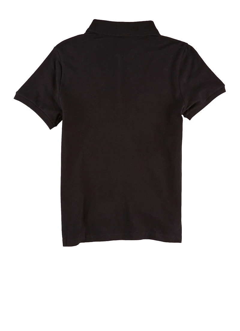 French Toast Junior Short Sleeve Polo Shirt, Black, Size XL