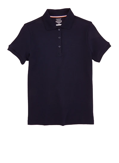French Toast Girls Plus Size 10-20 Picot Polo Shirt, Blue, Size 10-12P