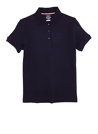 French Toast Girls Plus Size 10-20 Picot Polo Shirt, Blue, Size 10-12P