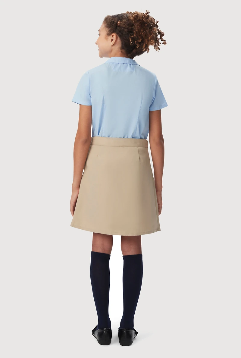 French Toast Girls Plus Size 10.5-20.5 Buckle Detail Pleated Skort, Khaki, Size 10.5