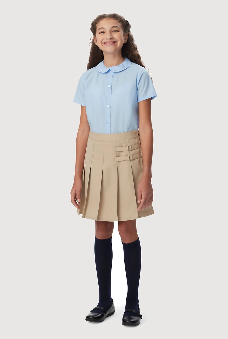 French Toast Girls Plus Size 10.5-20.5 Buckle Detail Scooter Skirt, Khaki, Size 14.5