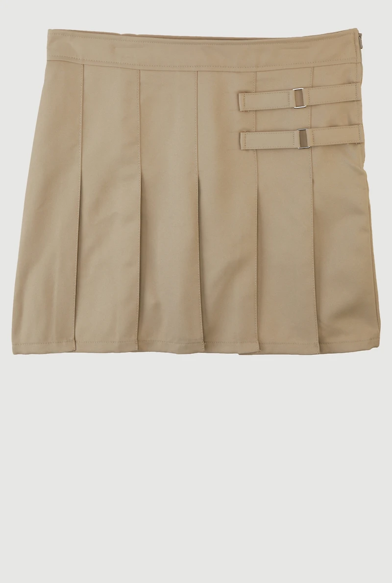 French Toast Girls Plus Size 10.5-20.5 Buckle Detail Scooter Skirt, Khaki, Size 16.5