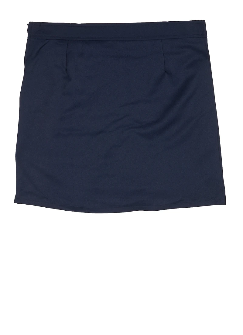 French Toast Girls Plus 10.5-20.5 Buckle Pleated Skort, Blue,