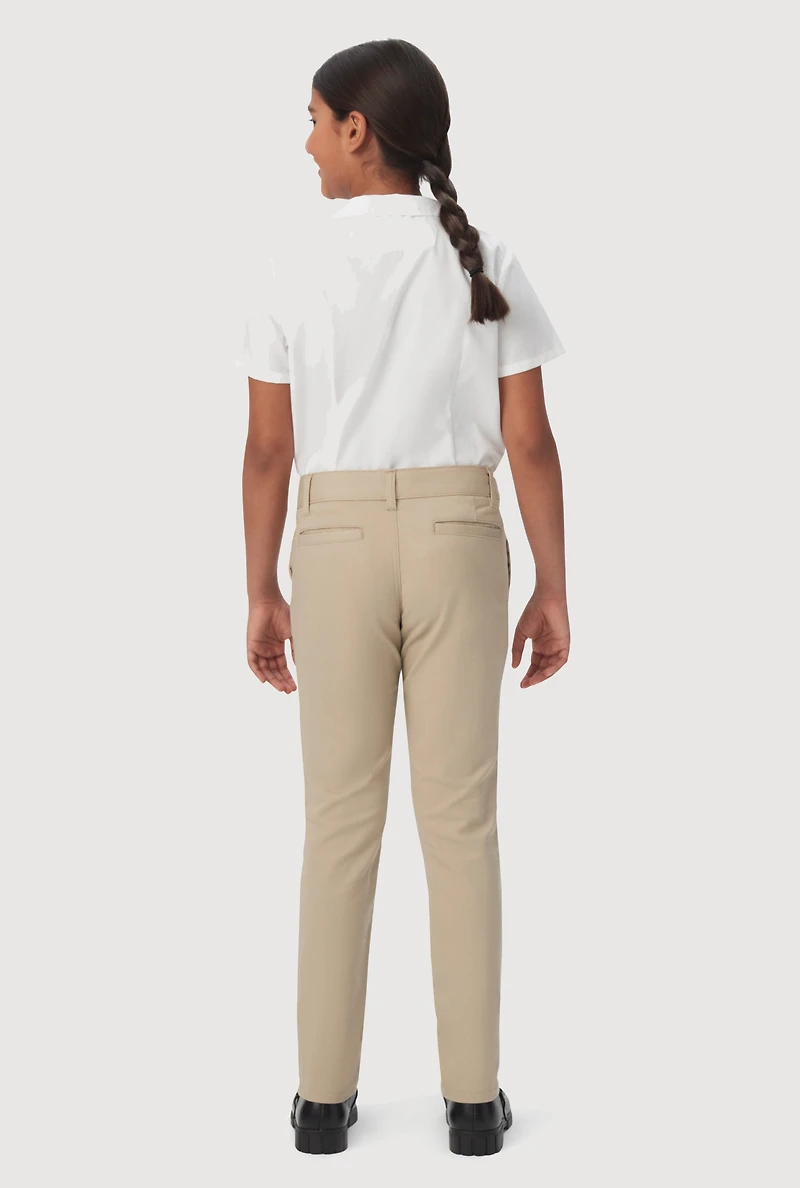 French Toast Girls Plus Size 10.5-20.5 Skinny Leg Pants, Khaki, Size 20.5