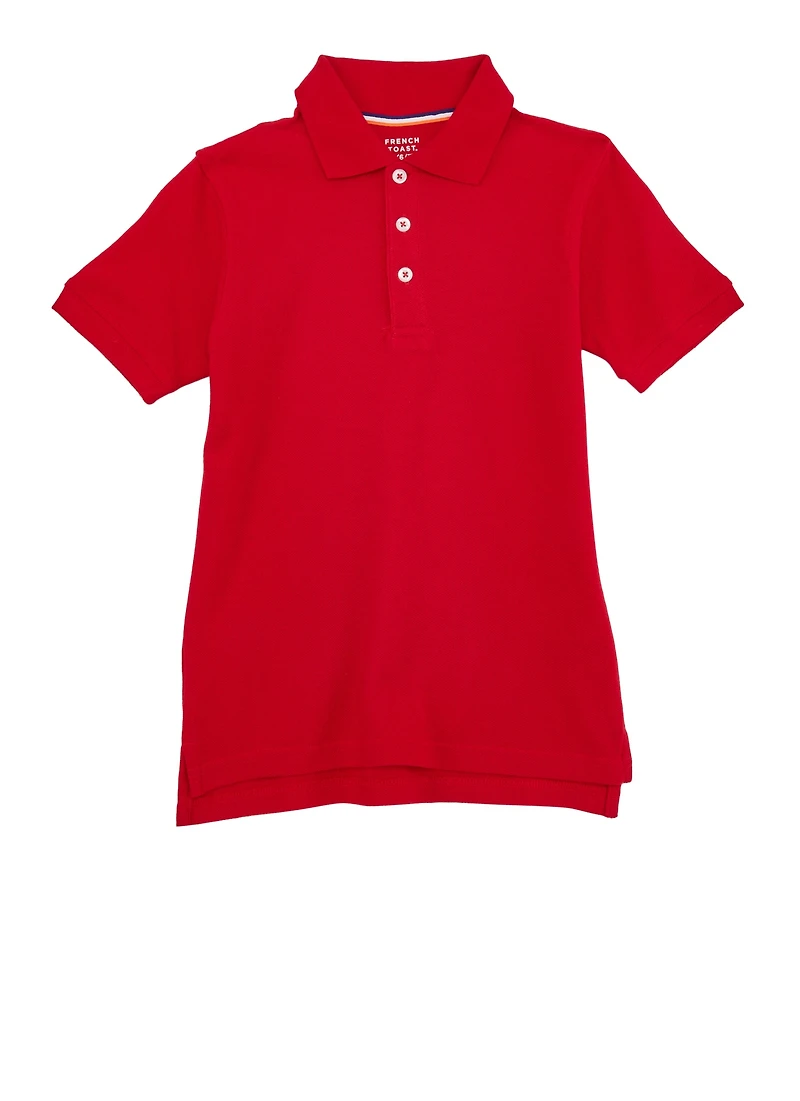 French Toast Boys 4-7 Solid Short Sleeve Polo Shirt, Red, Size 4-5