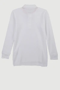 French Toast Boys 4-7 Solid Long Sleeve Pique Polo, White, Size 4-5