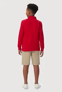 French Toast Boys 4-7 Solid Long Sleeve Polo Top, Red, Size 4-5
