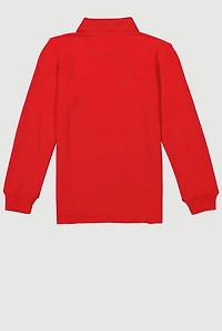 French Toast Boys 4-7 Solid Long Sleeve Polo Top, Red, Size 4-5