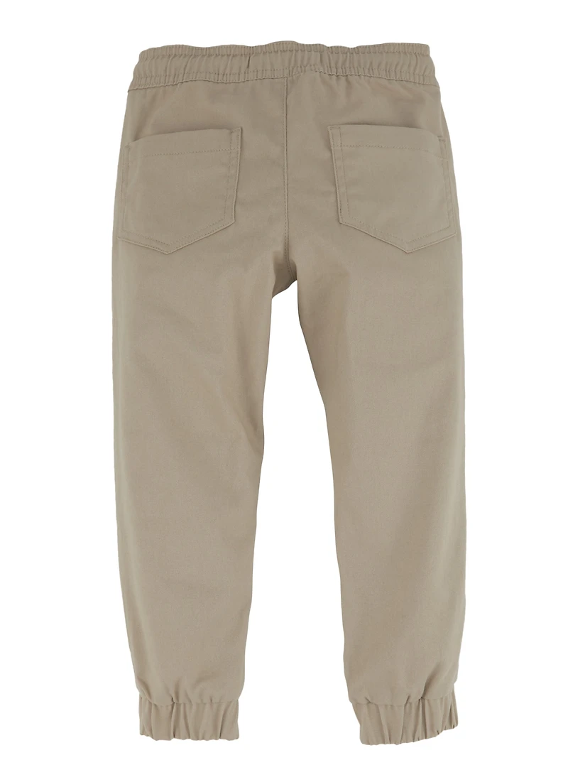 French Toast Boys 4-7 Twill Solid Drawstring Joggers, Khaki, Size 5