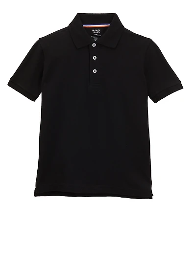 French Toast Boys 8-14 Short Sleeve Pique Polo Shirt, Black, Size 14-16