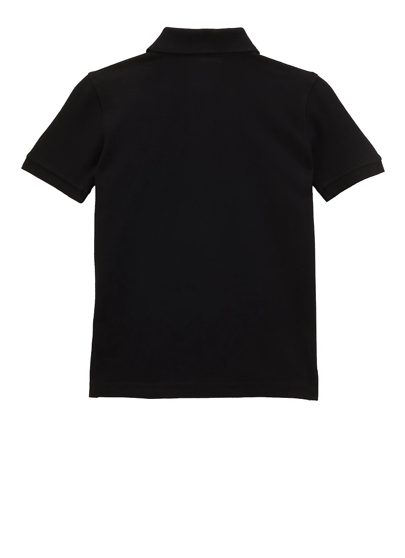 French Toast Boys 8-14 Short Sleeve Pique Polo Shirt, Black, Size 14-16