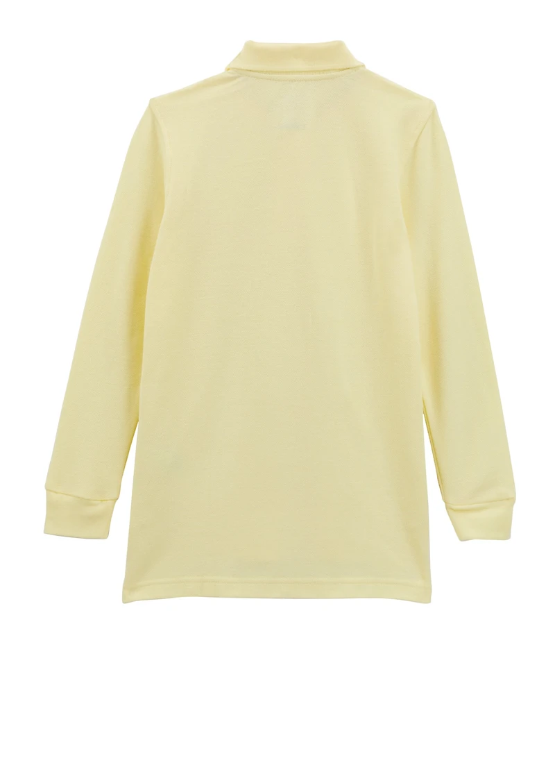 French Toast Boys 8-14 Long Sleeve Pique Polo, Yellow,