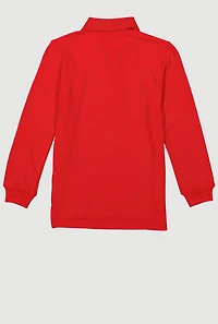French Toast Boys 8-16 Solid Long Sleeve Polo Top, Red, Size 14-16