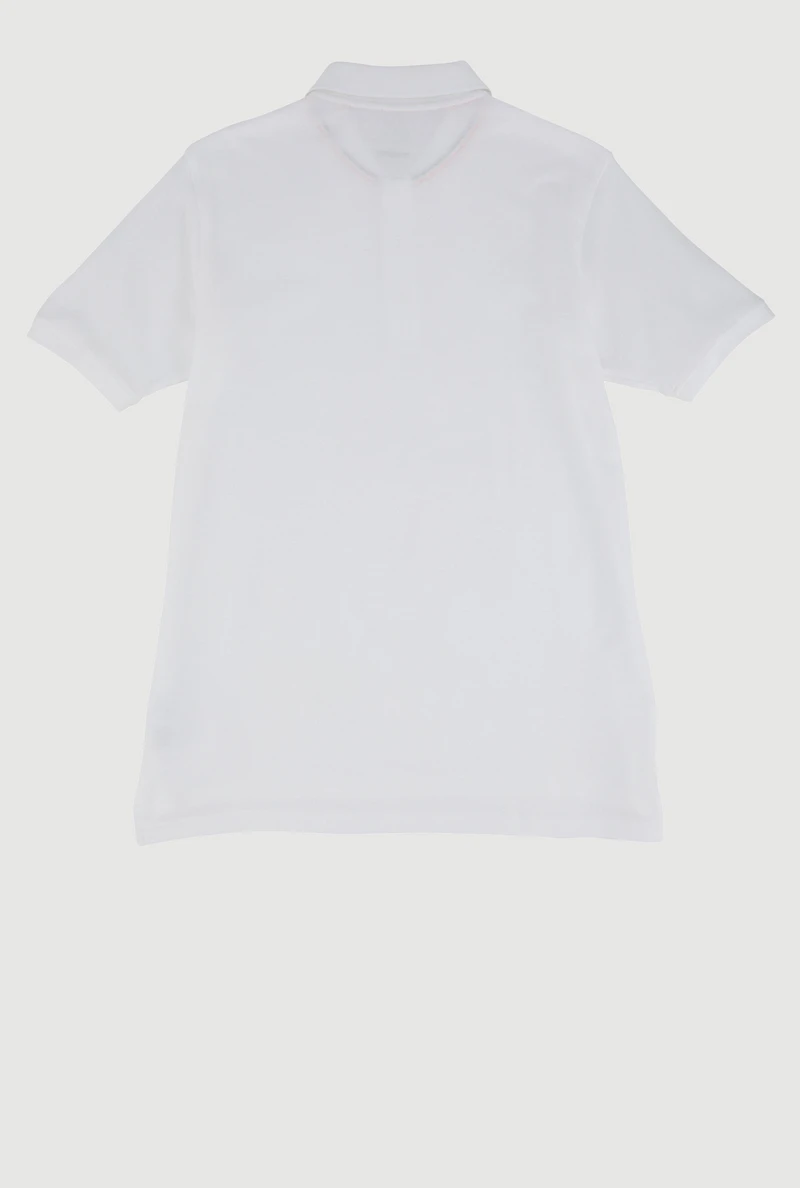 French Toast Boys 18-20 Short Sleeve Pique Polo Shirt, White, Size 18-20