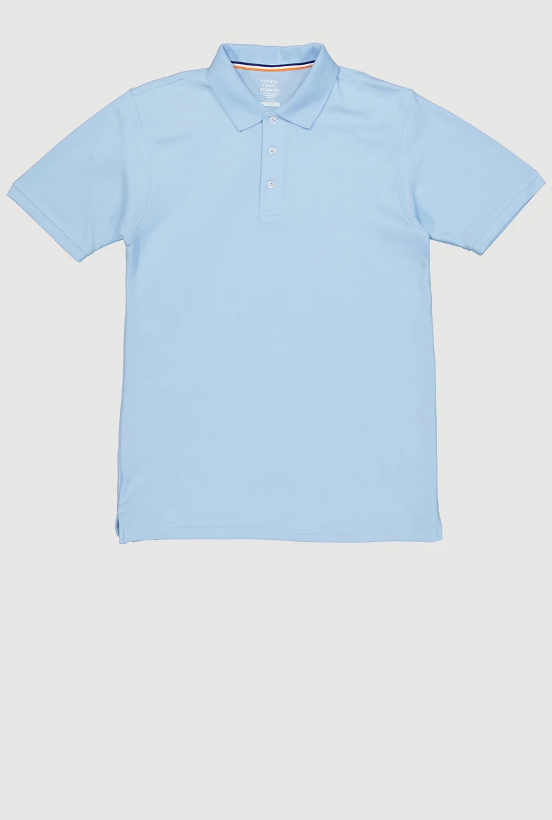 French Toast Boys 18-20 Short Sleeve Pique Polo, Blue, Size 18-20