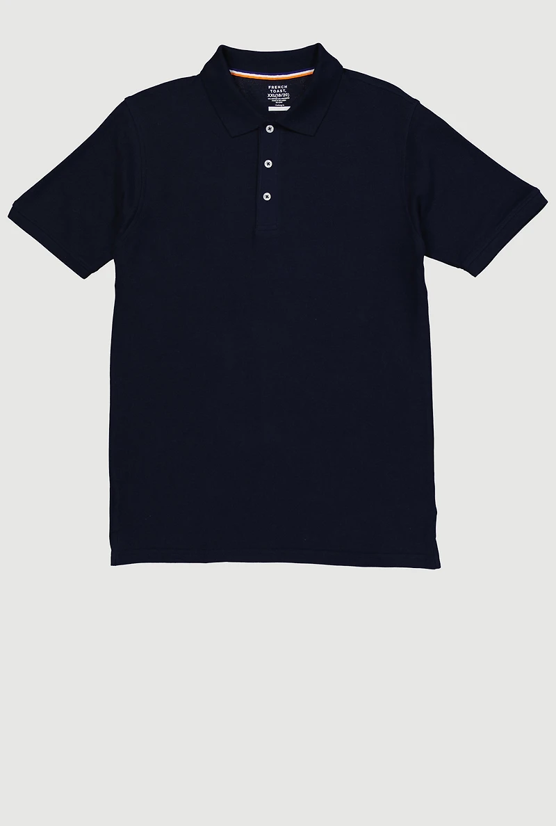 French Toast Boys 18-20 Short Sleeve Solid Polo Shirt, Blue, Size 18-20
