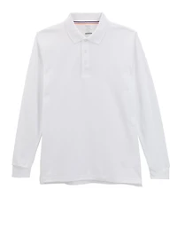 French Toast Boys Husky 18-20 Long Sleeve Pique Polo, White, Size 18-20