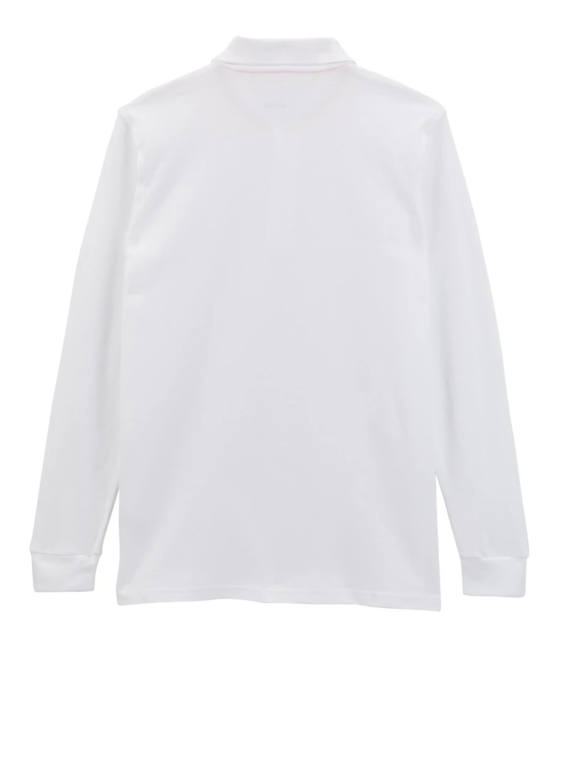 French Toast Boys Husky 18-20 Long Sleeve Pique Polo, White, Size 18-20